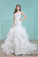 LW2038 Strapless Mermaid Wedding dress with Ruffle Skirt