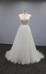 WT4291 New Arrival Wedding Gown Sparkle Lace, Top illusion