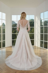 WT4297 Long Sleeves Wedding Dress Removable Skirt