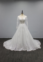 WT4293 2023 New Long Sleeves Lace Applique Wedding Gown