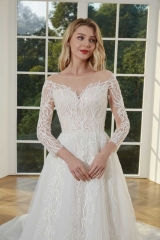 WT4298 Long Sleeves A line Bridal Gown