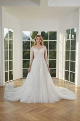 WT4298 Long Sleeves A line Bridal Gown