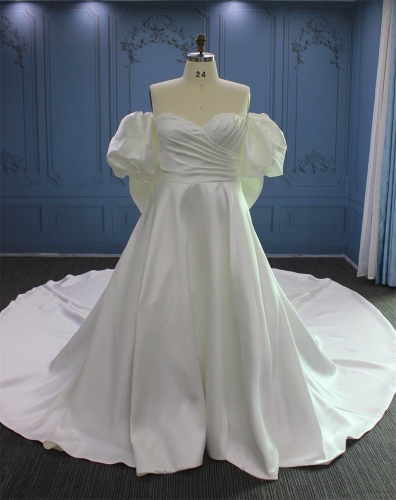 WT4357 Plus size Mikado bridal dress