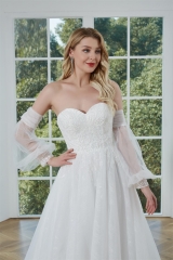 WT4359Light Tulle Wedding Gown with Removable Sleeves