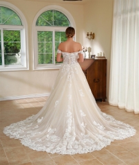 WT4704 2024 New Gorgeous 3D Flower Lace wedding dress, Flower train