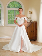 WT4609 2024 new Mikado plain wedding dress A line