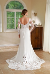 WT4516 2024 new Fit & Flare lace long sleeves wedding dress