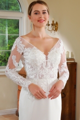 WT4516 2024 new Fit & Flare lace long sleeves wedding dress