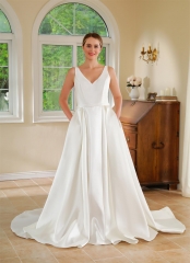 WT4611 2024 new Mikado plain wedding dress A line