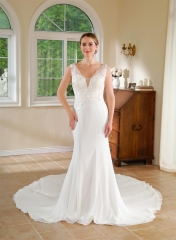 WT4604 2024 new Fit & Flare chiffon wedding dress