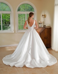 WT4615 2024 new quality Import Satin Plain A line wedding dress