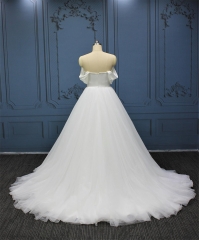 WT4614 New Satin Bridal Dress with detachable sleeves