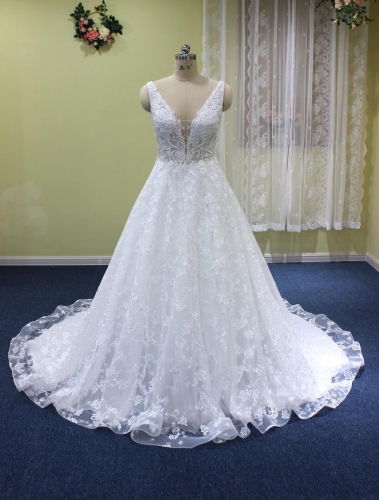 WT4521 new full lace Straps Aline bridal dress