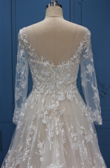 WT4619 long sleeves full lace A line bridal gown