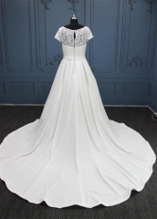 WT4625 modest satin bridal dress