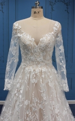 WT4619 long sleeves full lace A line bridal gown